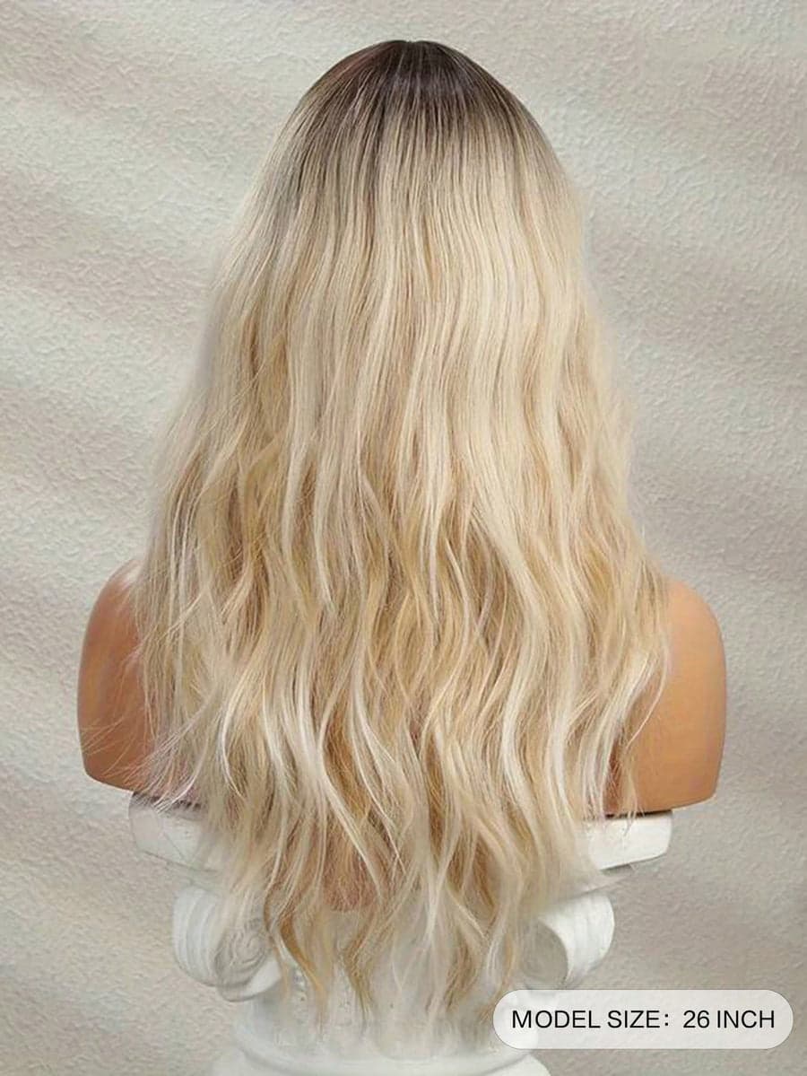 Ombre Blonde Full Wavy Wig with Bangs - Thumbnail 5
