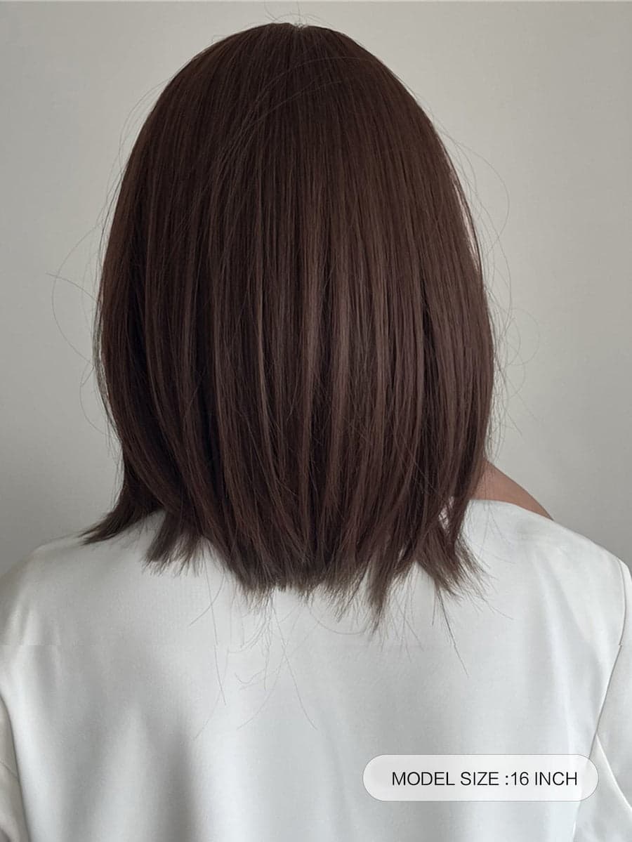 Brown Wig with bangs - Thumbnail 5