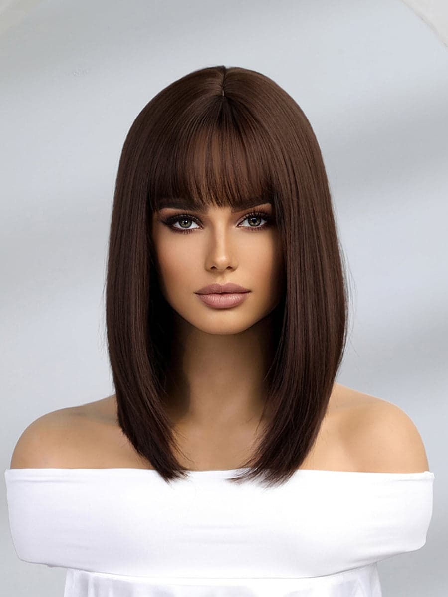Brown Wig with bangs - Thumbnail 3