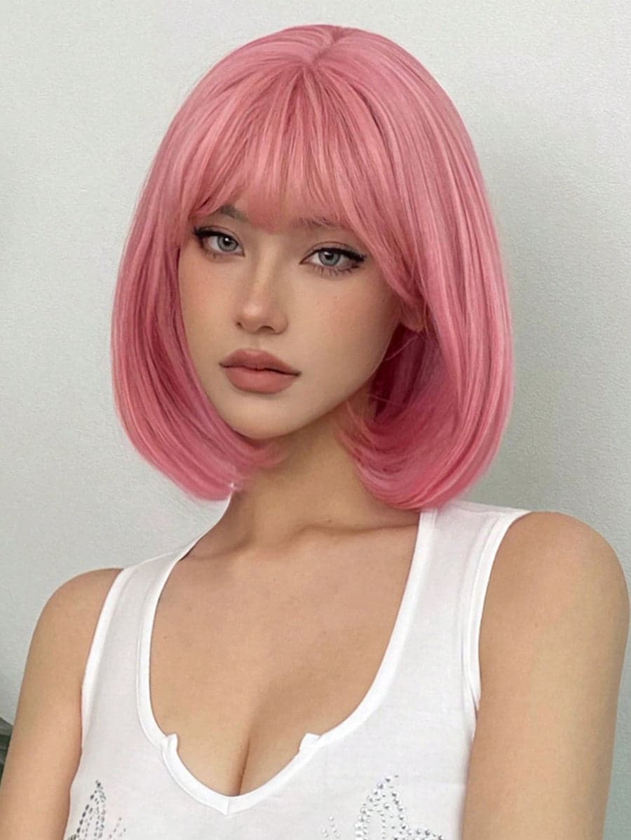 Pink Straight Full Wig - Thumbnail 2