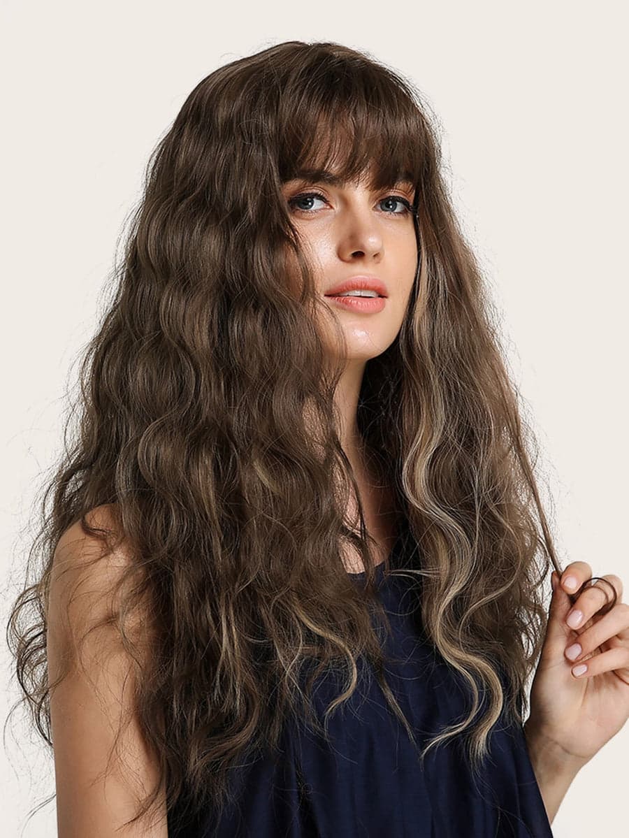 Brown Blonde Wavy Full Wig - Thumbnail 2