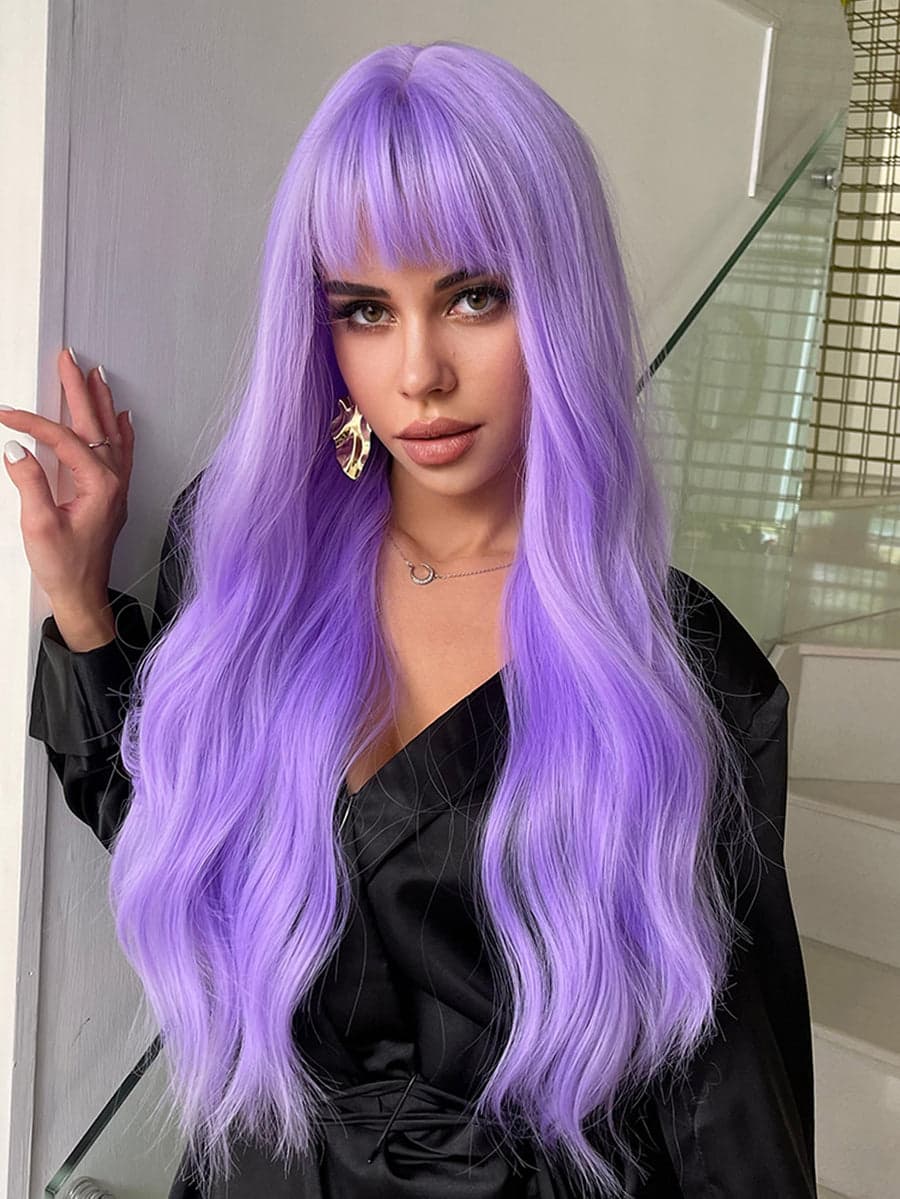 Light Purple Beauty Wavy Full Wig - Thumbnail 5