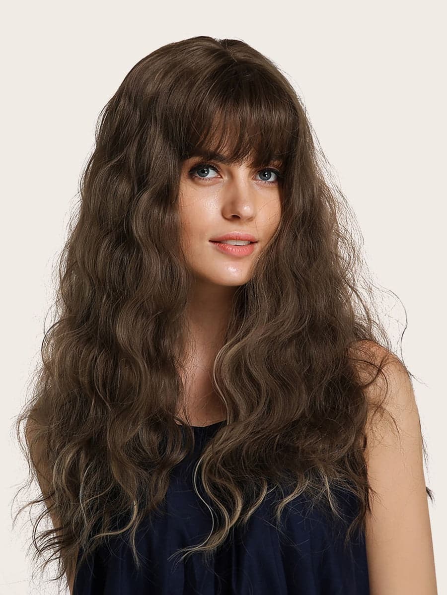 Brown Blonde Wavy Full Wig - Thumbnail 4