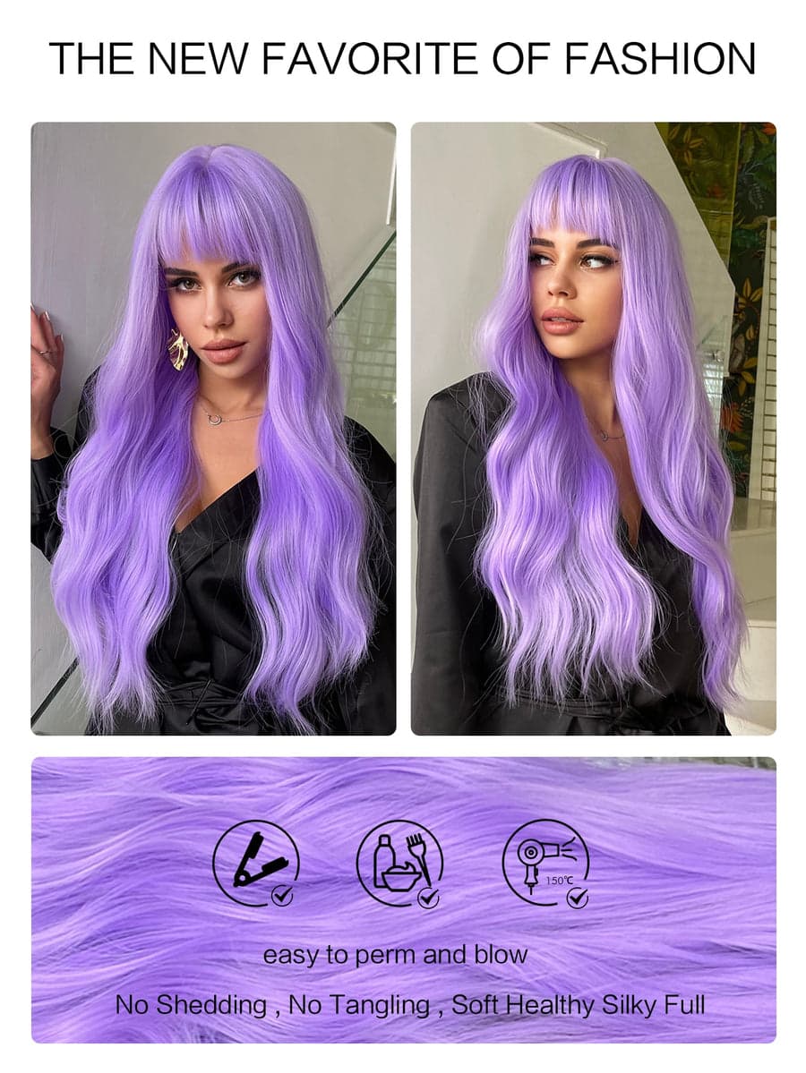Light Purple Beauty Wavy Full Wig - Thumbnail 4