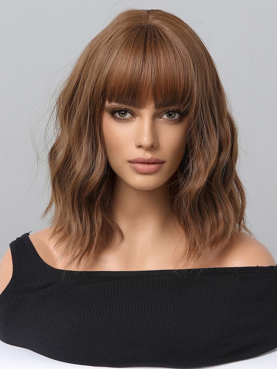 Ligh Brown Wavy Full Wig - Thumbnail 5