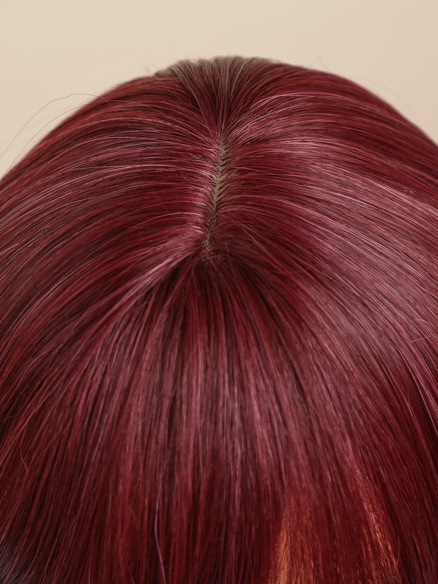 Dark Red Straight Full Wig - Thumbnail 5