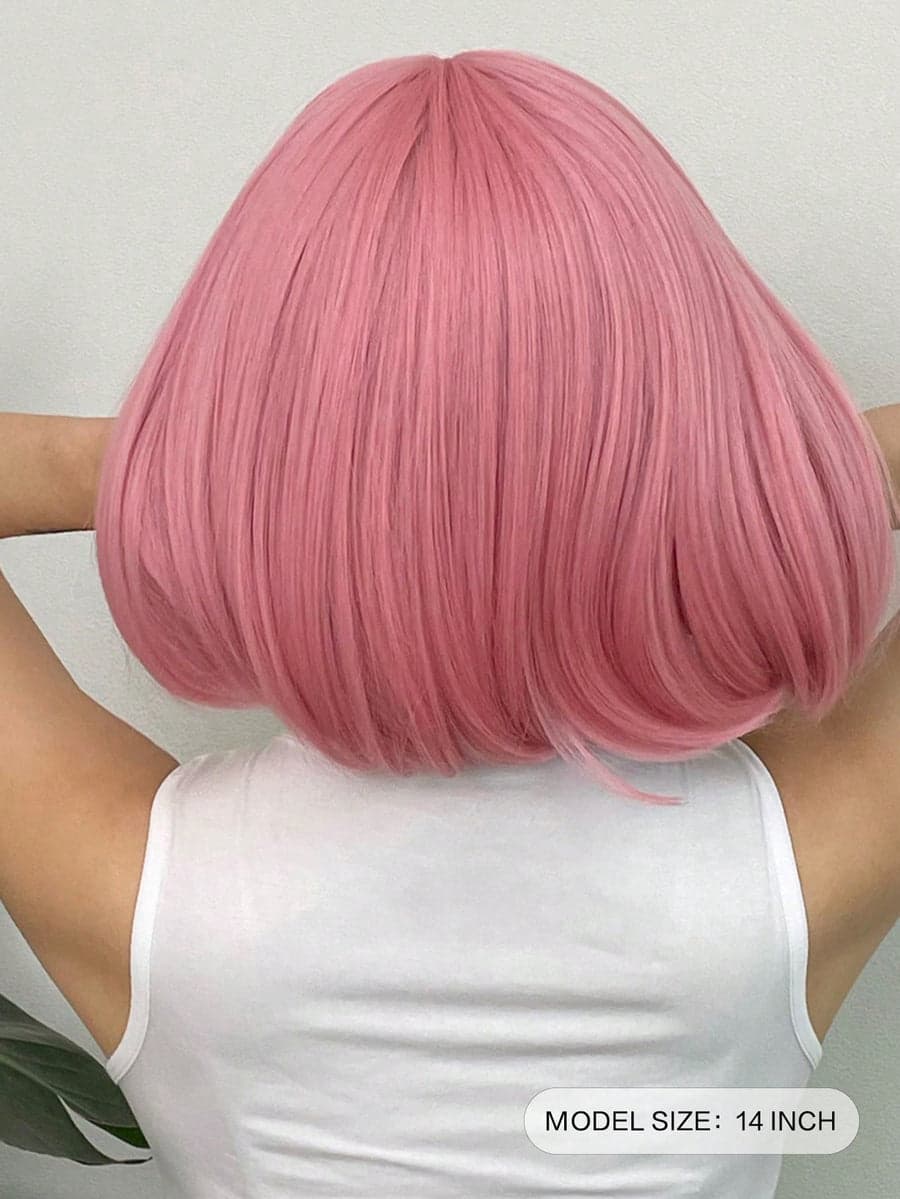 Pink Straight Full Wig - Thumbnail 6