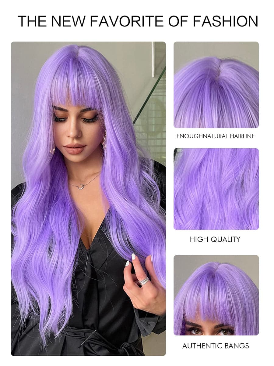 Light Purple Beauty Wavy Full Wig - Thumbnail 3
