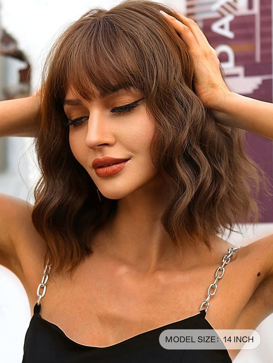 Ligh Brown Wavy Full Wig - Thumbnail 2