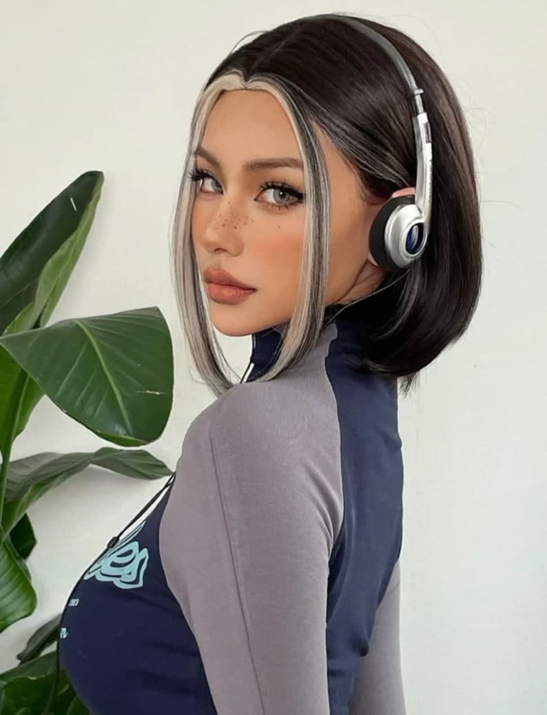 White Blonde Brown Full Wig - Thumbnail 4