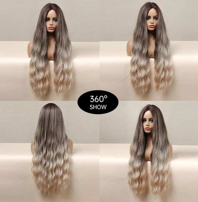 Ombre Blonde Brown Full Wig - Thumbnail 2