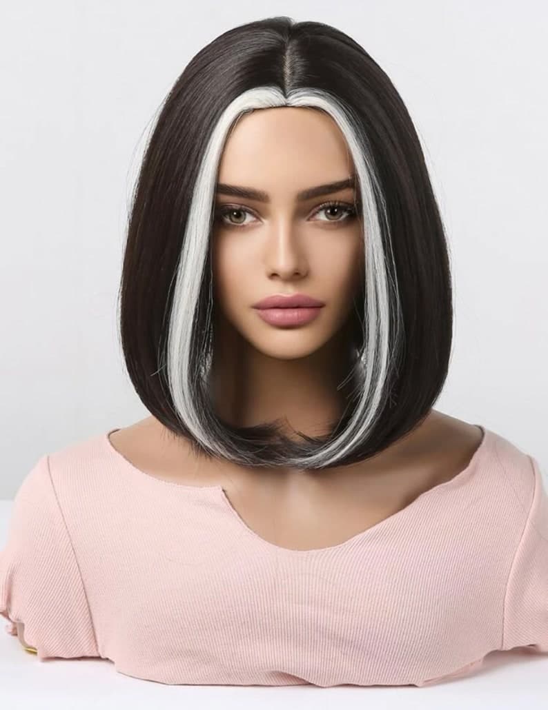 White Blonde Brown Full Wig - Thumbnail 6