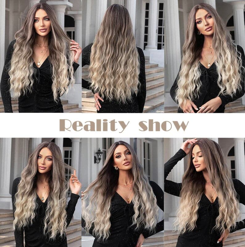 Ombre Blonde Brown Full Wig - Thumbnail 4