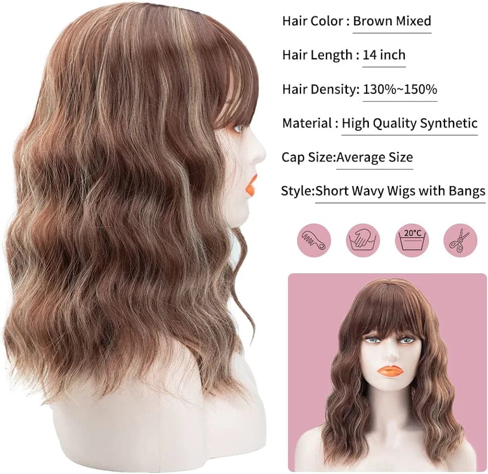 Brown Blonde Shoulder Length Wig - Thumbnail 2