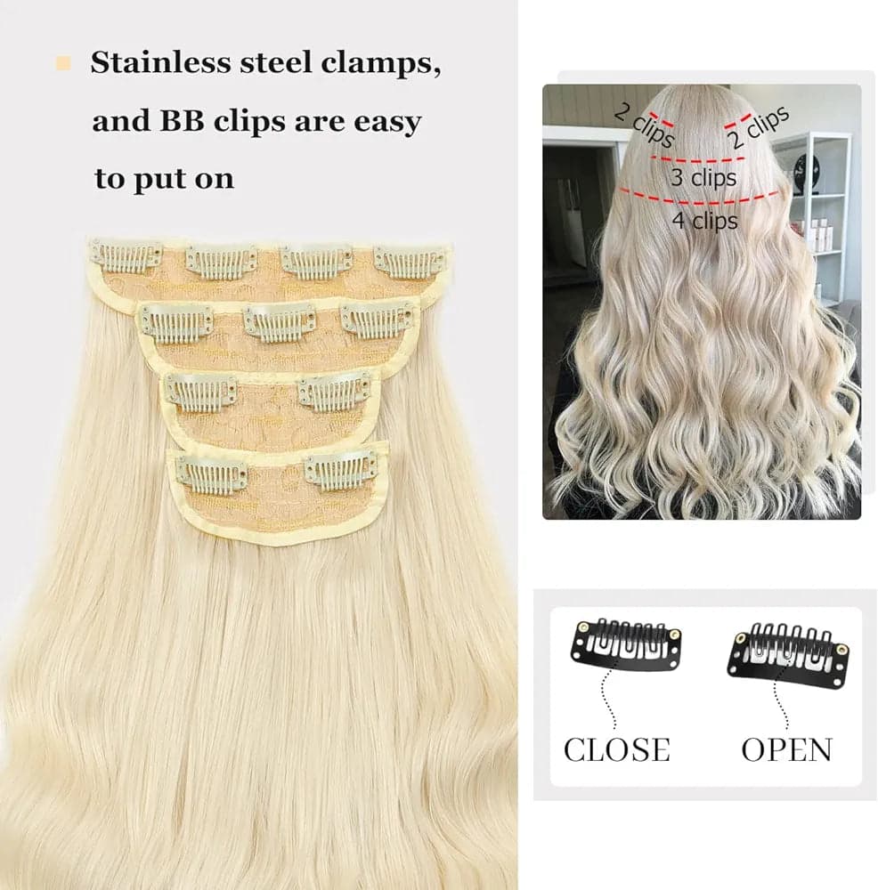 Blonde Full Head Clip in Extension 4pcs - Thumbnail 2