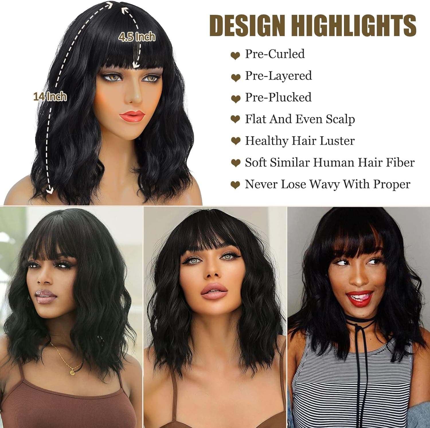 Dark Brown Shoulder Length Wig - Thumbnail 5
