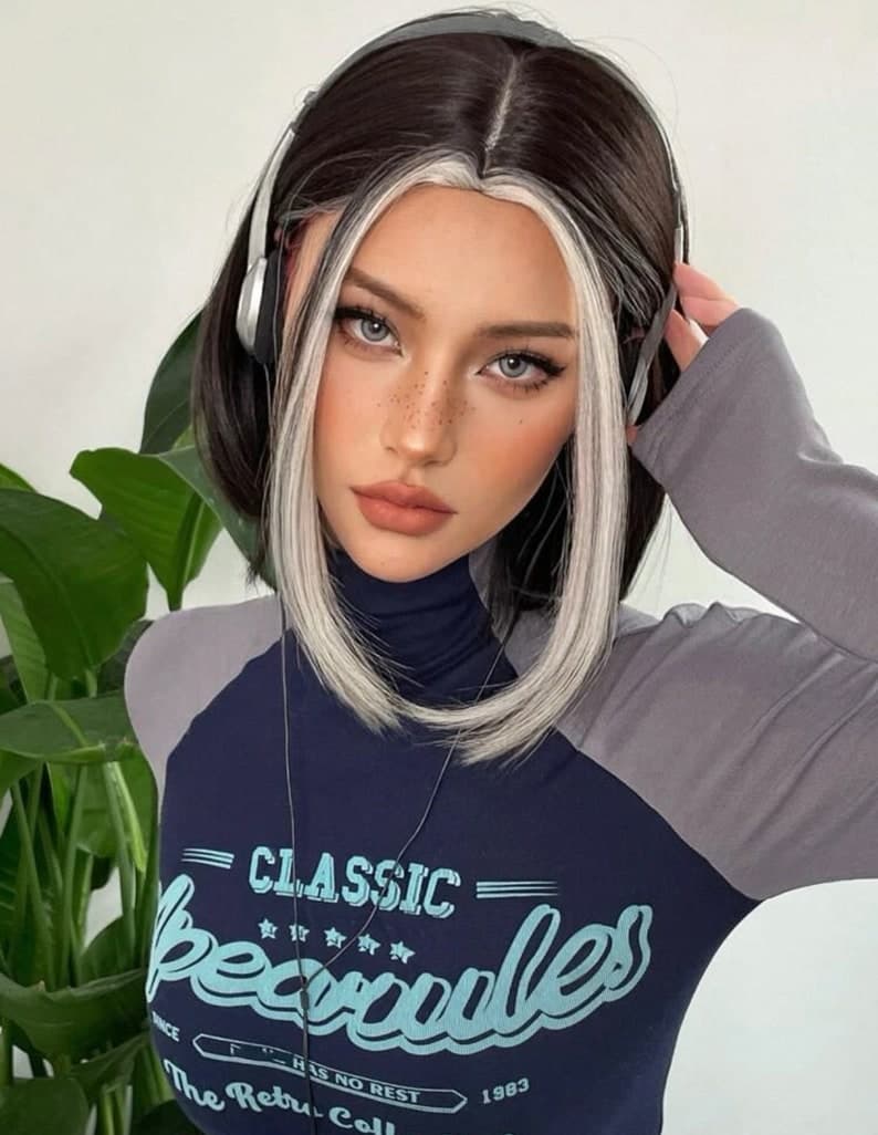 White Blonde Brown Full Wig - Thumbnail 2