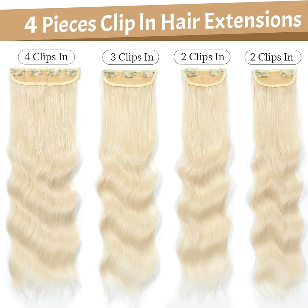 Blonde Full Head Clip in Extension 4pcs - Thumbnail 3