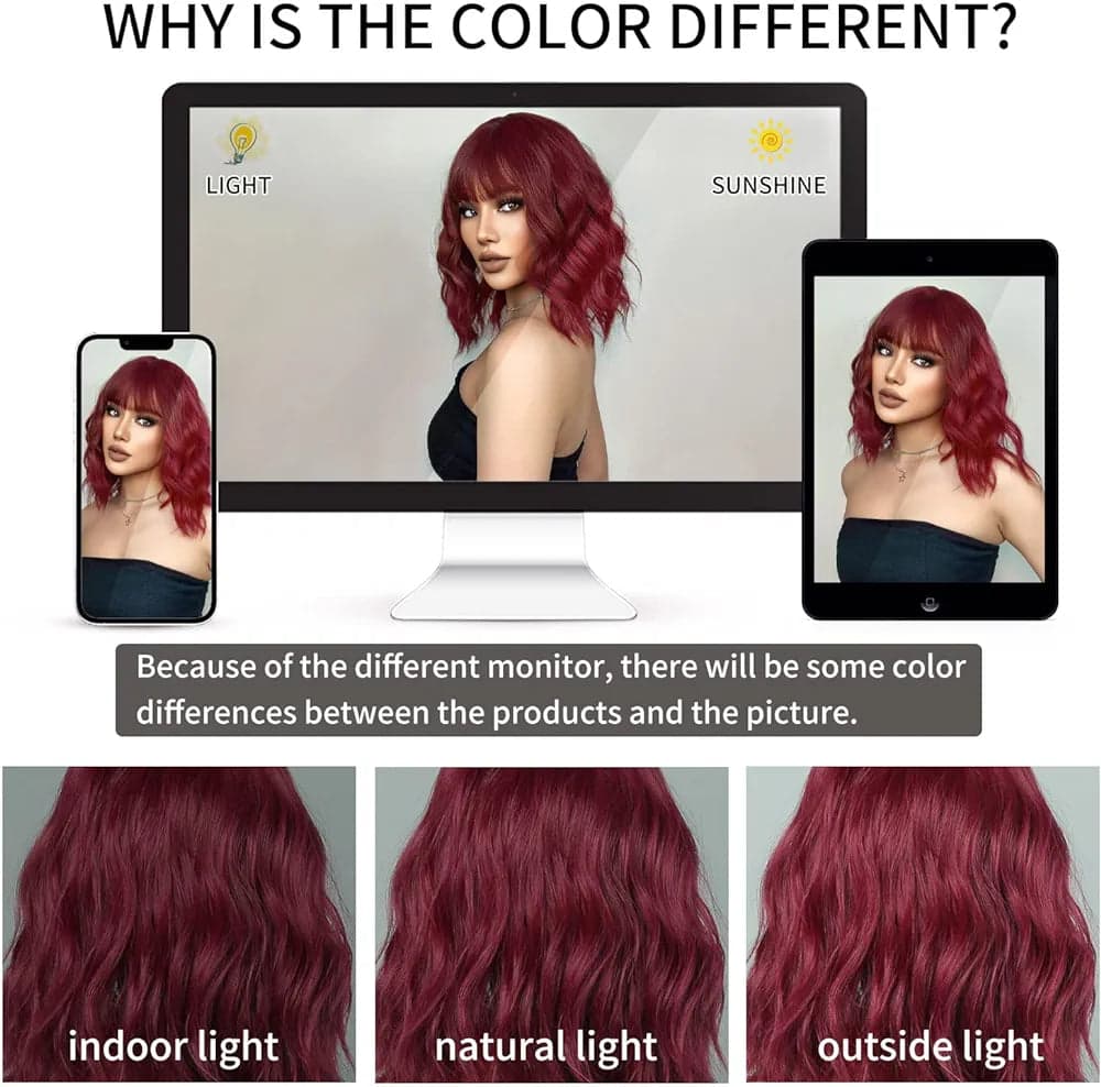 Dark Burgundy Shoulder Length Wig - Thumbnail 6