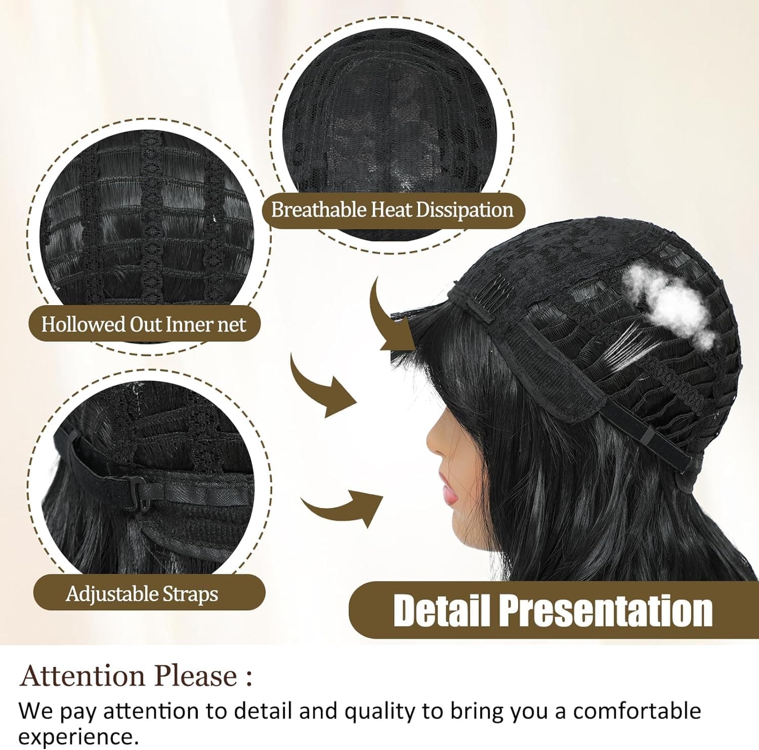 Dark Brown Shoulder Length Wig - Thumbnail 3