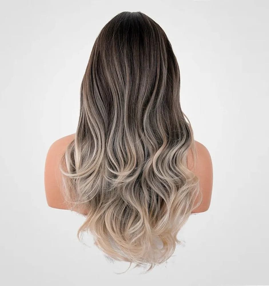 Brown Blonde Full Wig with bangs - Thumbnail 4