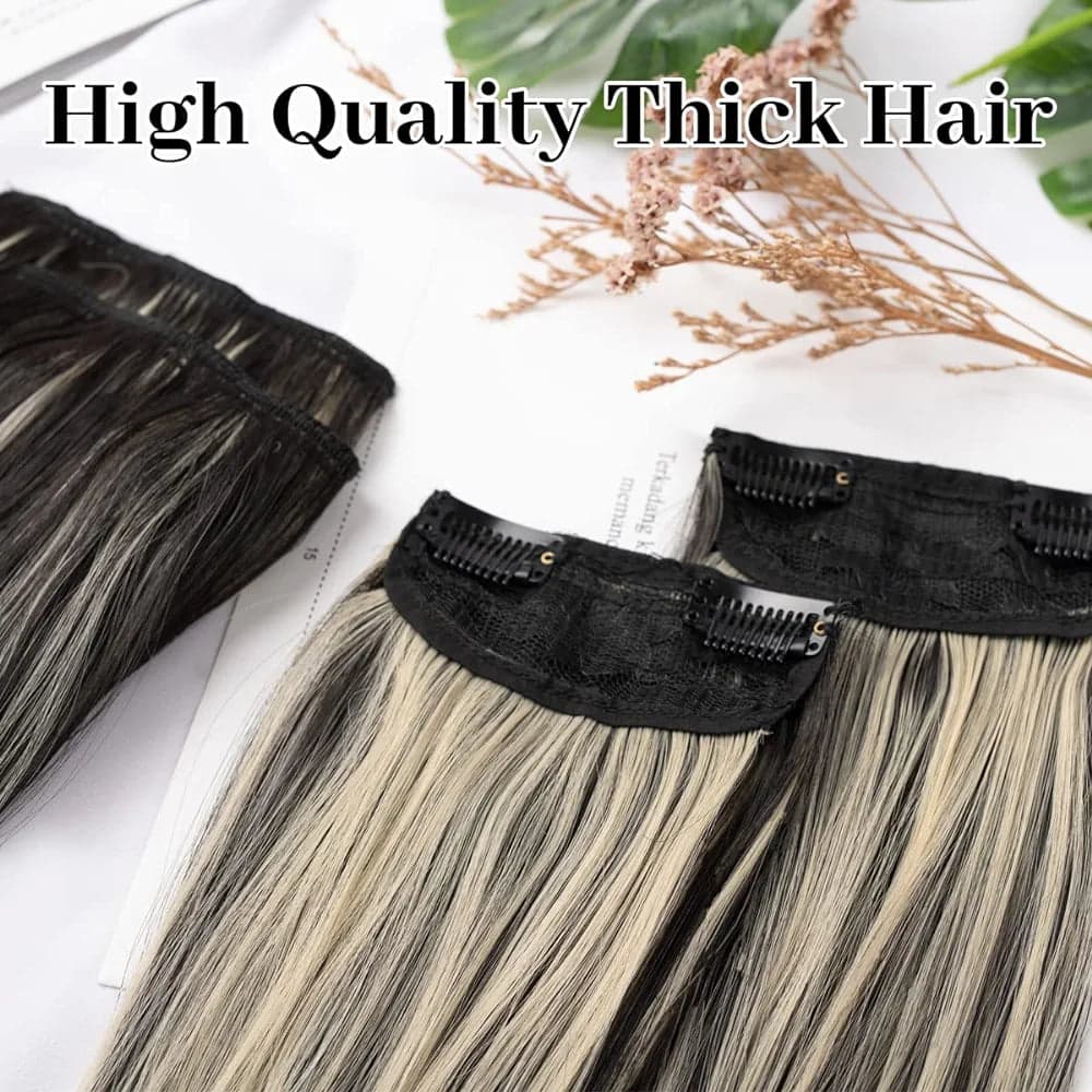Black Blonde Full Head Clip in Extension 4pcs - Thumbnail 5