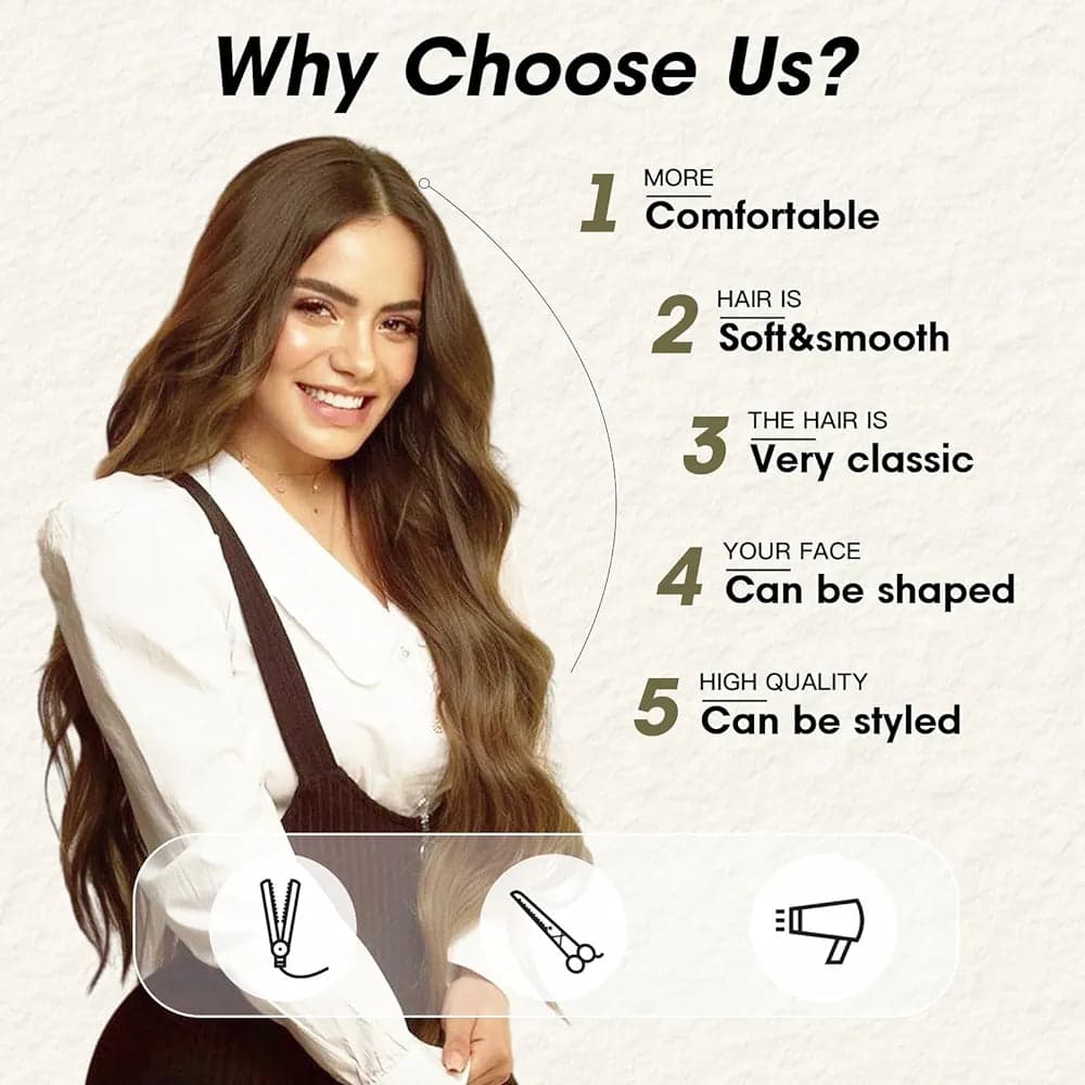 Brown Wavy Full Wig - Thumbnail 6