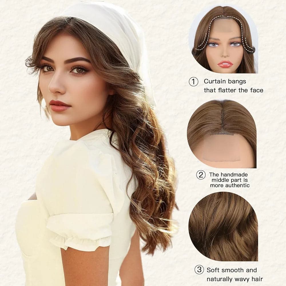 Brown Wavy Full Wig - Thumbnail 5