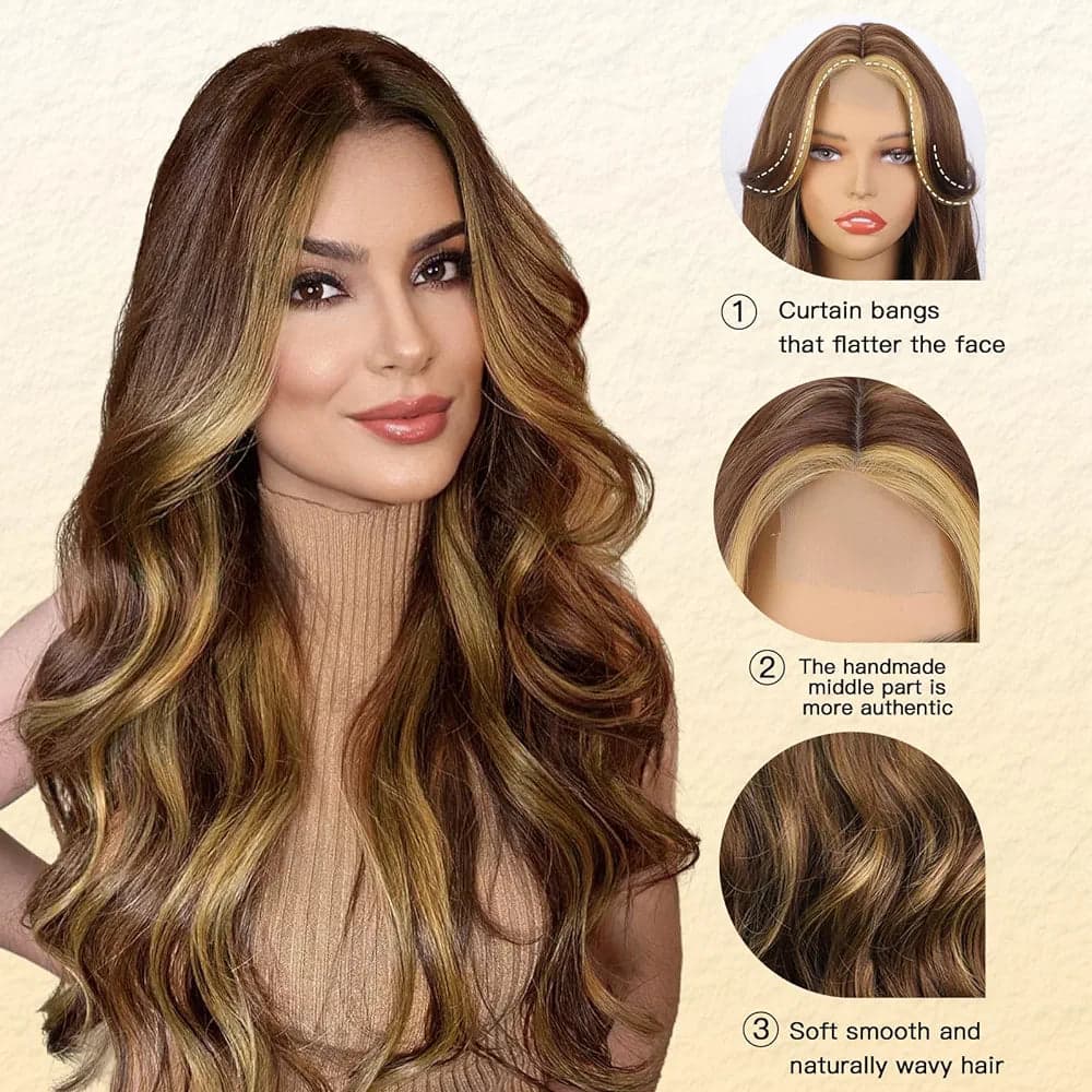 Brown Wavy Full Wig - Thumbnail 4