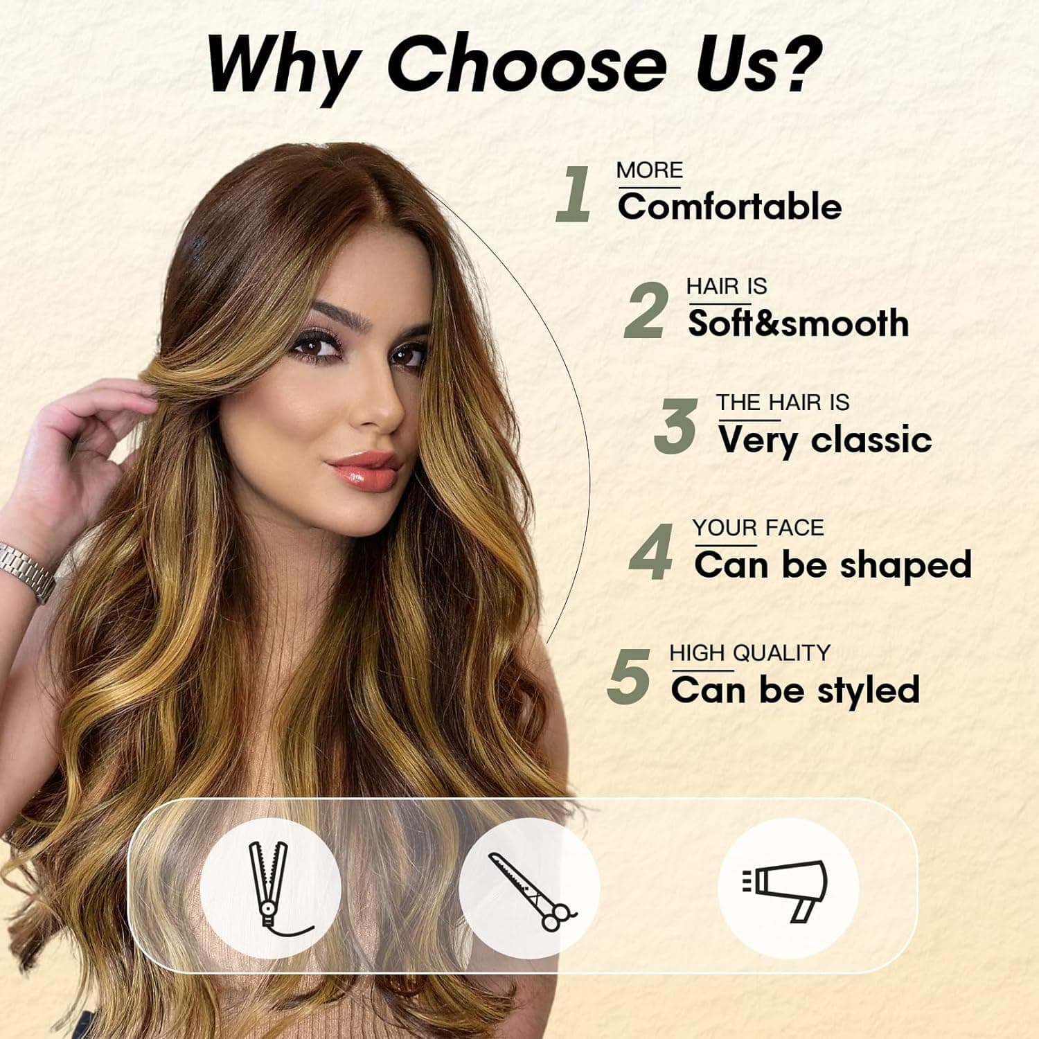 Brown Wavy Full Wig - Thumbnail 6