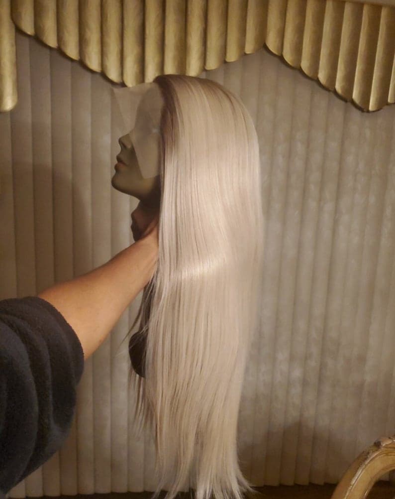 22” PLATINUM ash blonde ombre straight lace front wig *NEW* - Thumbnail 3