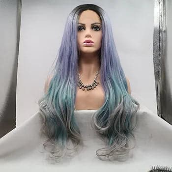24” LIGHT PURPLE GRAY GREEN Lace Front wig *NEW* - Thumbnail 2