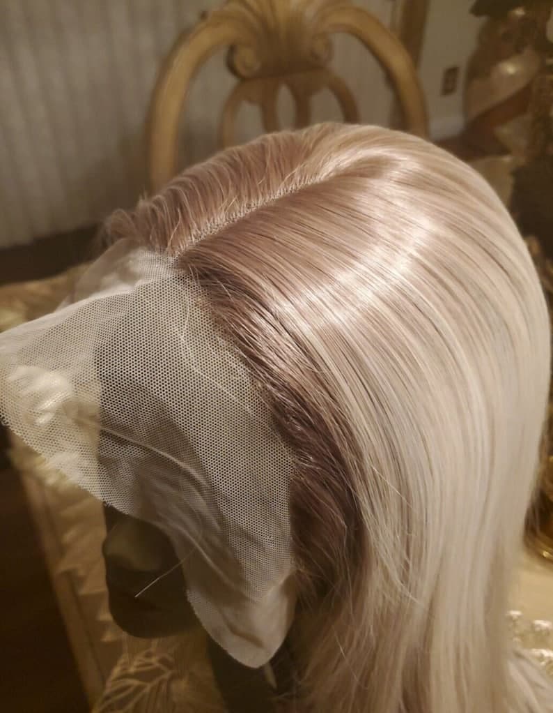 22” PLATINUM ash blonde ombre straight lace front wig *NEW* - Thumbnail 4