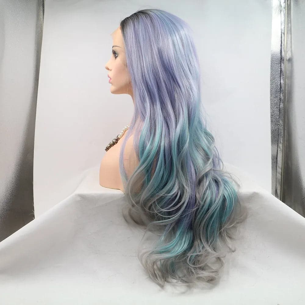 24” LIGHT PURPLE GRAY GREEN Lace Front wig *NEW* - Thumbnail 5