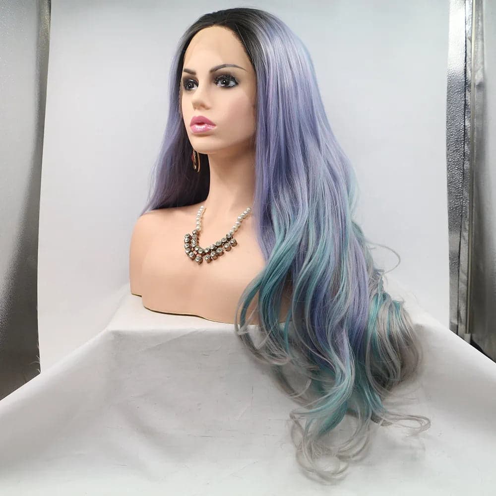 24” LIGHT PURPLE GRAY GREEN Lace Front wig *NEW* - Thumbnail 3
