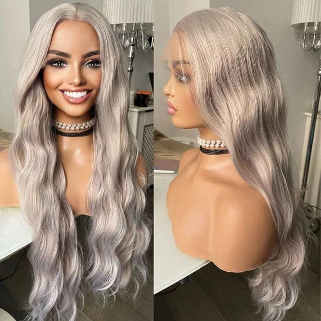 24” WHITE GRAY Lace Front wig *NEW* - Thumbnail 2
