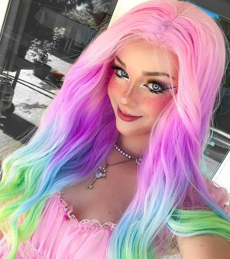 24” RAINBOW wavy lace front wig *NEW* - Thumbnail 3