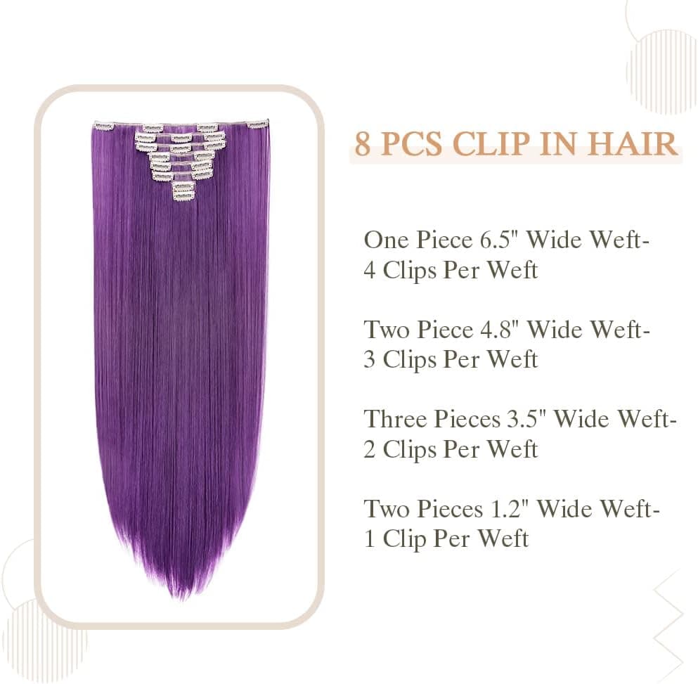 Purple Full Head Clip in Extension - Thumbnail 2