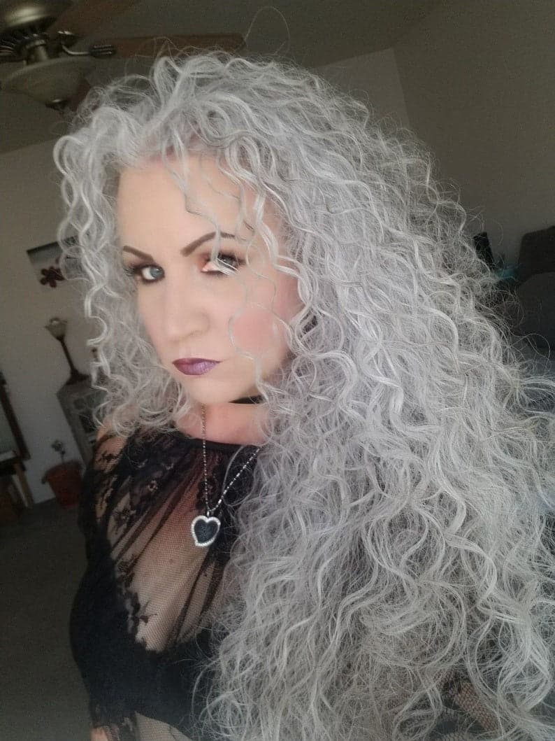 White Curly Lace Front Wig - Thumbnail 2