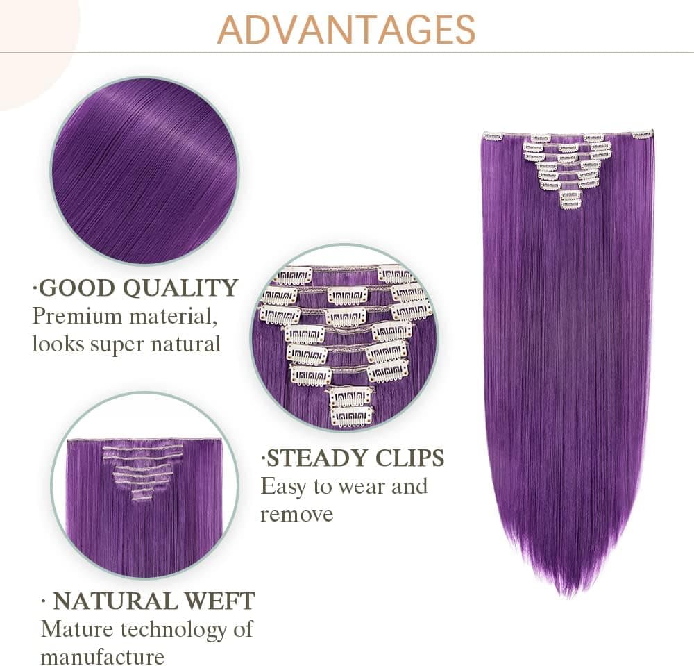 Purple Full Head Clip in Extension - Thumbnail 3