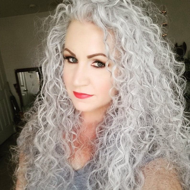 White Curly Lace Front Wig - Thumbnail 3