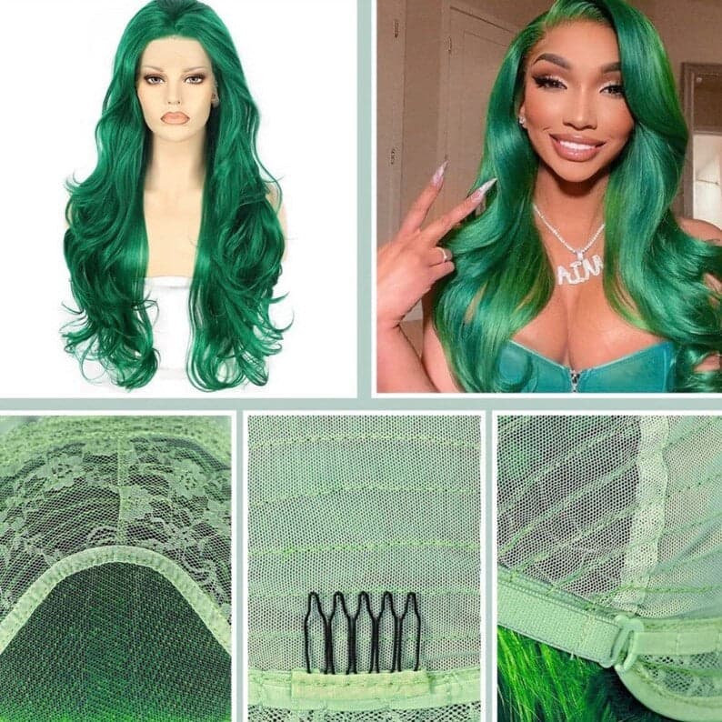 22” GREEN Lace Front wig *NEW* - Thumbnail 2