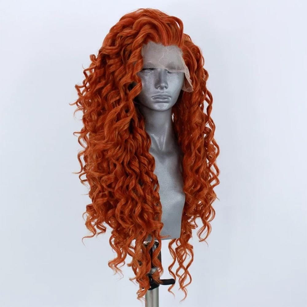 Copper Curly Lace Front Wig - Thumbnail 2