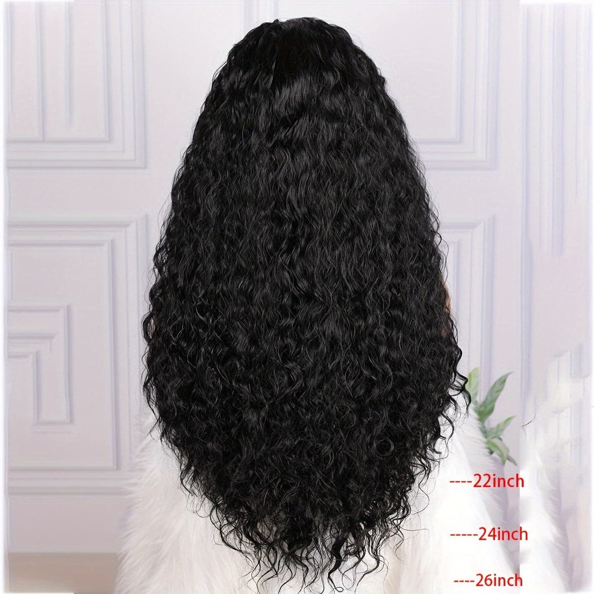 Black Long Curly Wig Synthetic Lace Wig - Black / 26inch - Thumbnail 2