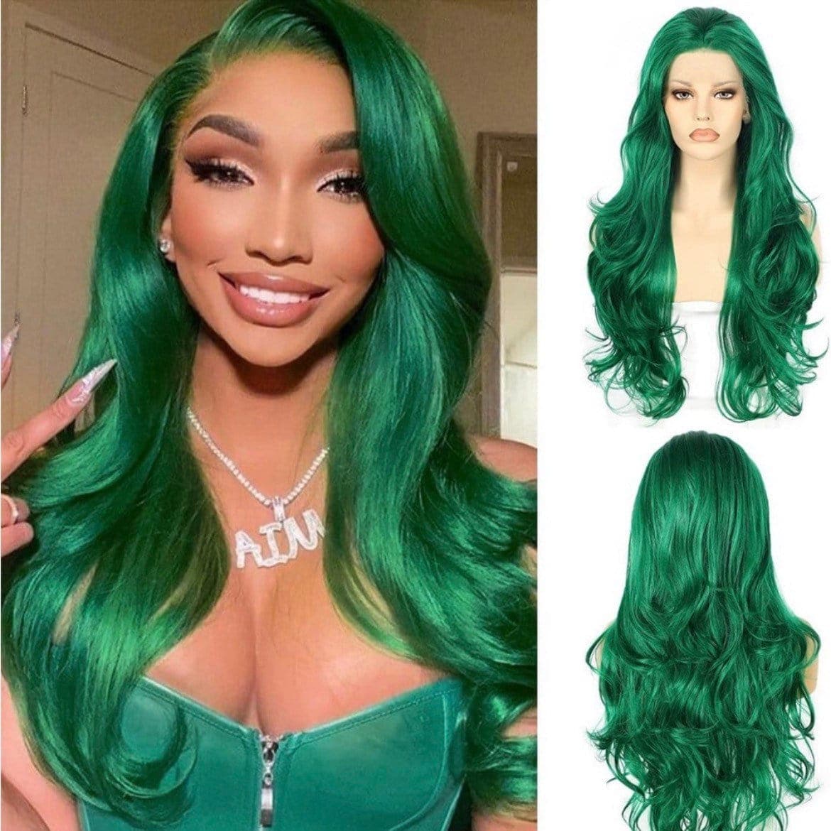 24” Green Body Wavy Lace front Wig *NEW*