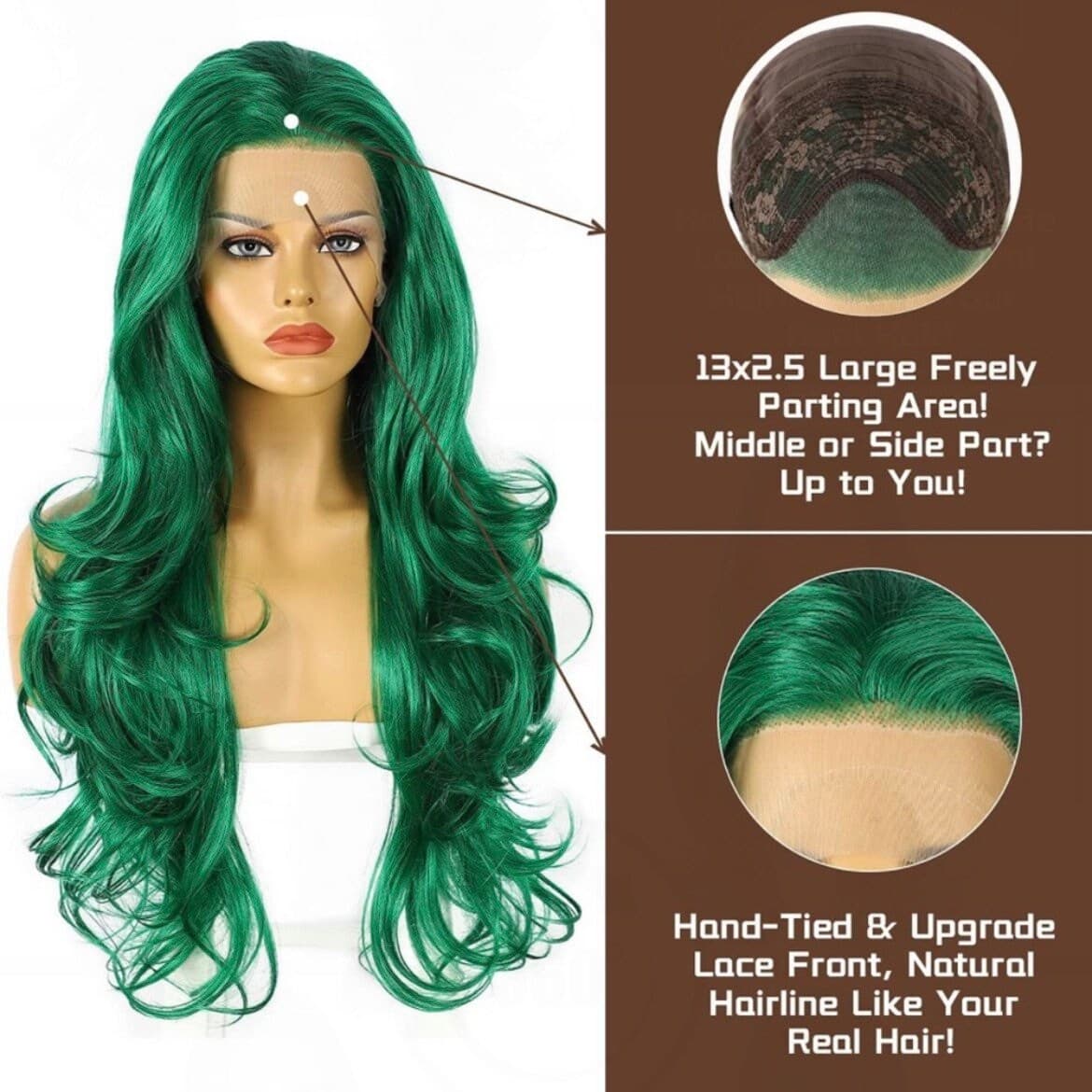 24” Green Body Wavy Lace front Wig *NEW* - Thumbnail 3