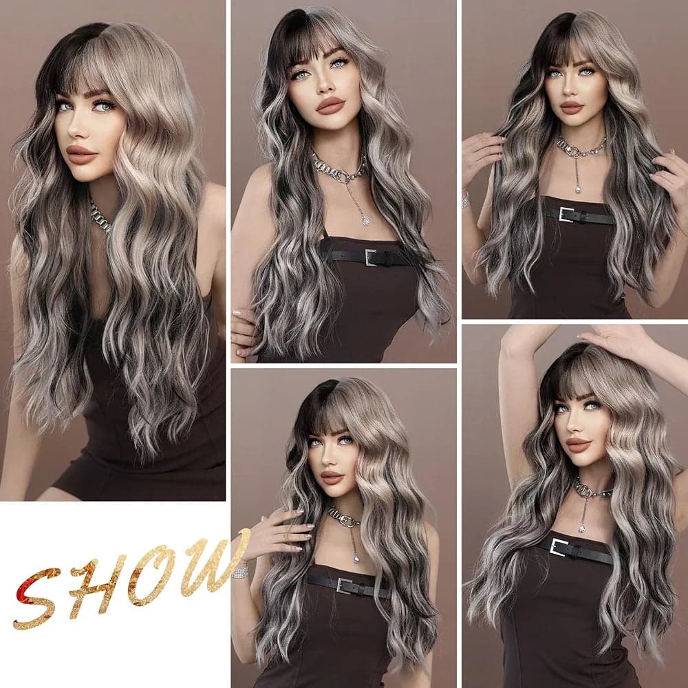Black Gray Full Wig - Thumbnail 4