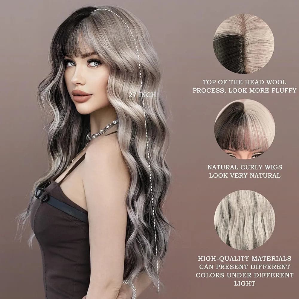 Black Gray Full Wig - Thumbnail 2
