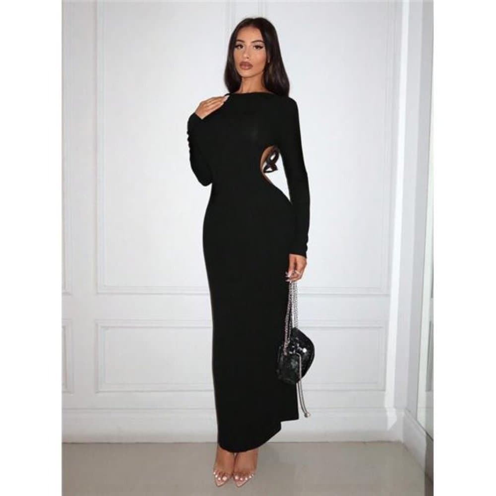 Solid Backless Bodycon Dress - Thumbnail 9