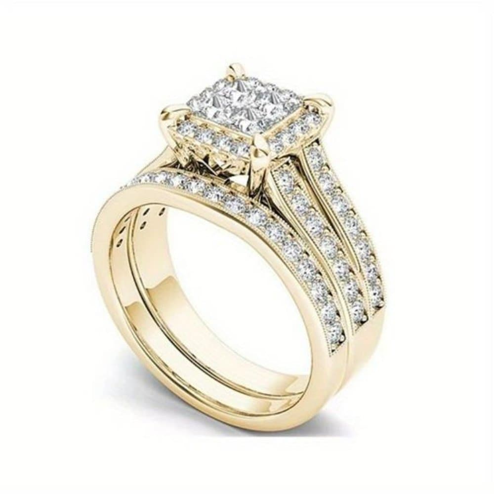 2pcs Sparkling Zirconia Stacking Rings